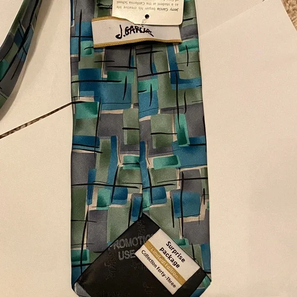 J. Garcia Abstract Blue and Green Tie - Picture 2 of 6